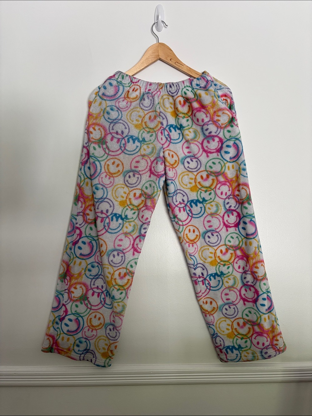Kids Multicolor Smiley Face Fleece Pajama Pants